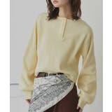 イエロー | ヘンリーネックショート丈ワッフルプルオーバー | ad thie