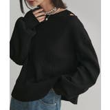 ブラック | フェイクレイヤードデザイン ワッフルプルオーバー | ad thie