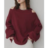 ボルドー | フェイクレイヤードデザイン ワッフルプルオーバー | ad thie