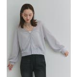 袖ボリュームVネックシアーカーディガン | ad thie | 詳細画像26 