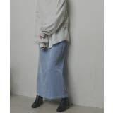 ライトブルー | ラメモールスリットナロースカート		 | ad thie