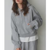 モクグレー | ショート丈スウェットフーディーパーカー | ad thie