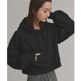 ブラック | ショート丈スウェットフーディーパーカー | ad thie