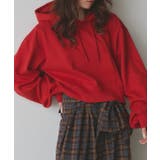 レッド | ショート丈スウェットフーディーパーカー | ad thie