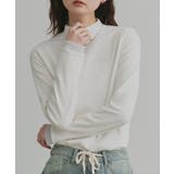 オフホワイト×ラメシアー | 配色アソートスリーブハイネックトップス | ad thie