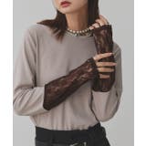 グレージュ×ブラウンレース | 袖切替ラメシアー レースアソートトップス | ad thie