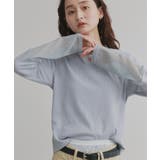 ライトブルー×ラメシアー | 袖切替ラメシアー レースアソートトップス | ad thie