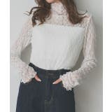 オフホワイト | プチハイネックレーストップス | ad thie