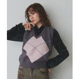 グレー | アーガイルニットベスト | ad thie