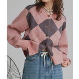 ピンク | アーガイルニットカーディガン | ad thie