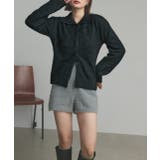 ブラック | シャギーニットポロカーディガン | ad thie