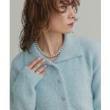 ライトブルー | シャギーニットポロカーディガン | ad thie