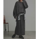 チャコール | ラメモールボートネックプルオーバー ナロースカートセットアップ | ad thie