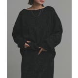 ブラック | ラメモールボートネックプルオーバー ナロースカートセットアップ | ad thie