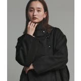 ブラック | スタンドカラーシャギーミドルコート | ad thie