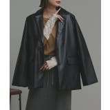 ブラック | 【2025AW新作】レザーライクテーラードジャケット | ad thie