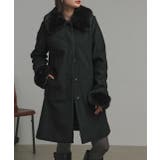 ブラック | ファーカラー2WAYミドルコート | ad thie