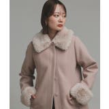 ピンクベージュ | ファーカラー2WAYミドルコート | ad thie