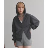 チャコール | ダブルジップスウェットパーカー | ad thie