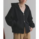 ブラック | ダブルジップスウェットパーカー | ad thie