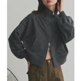 チャコール | 【2025AW新作】スタンドカラーダブルジップスウェットブルゾン | ad thie