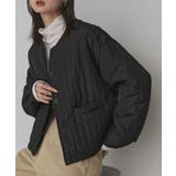 ブラック | 【2025AW新作】ストライプキルティングノーカラーブルゾン | ad thie