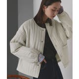 アイボリー | 【2025AW新作】ストライプキルティングノーカラーブルゾン | ad thie