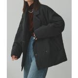 ブラック | 中綿テーラードカラーコート | ad thie