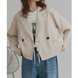 アイボリー | ショート丈テーラードダブルジャケット | ad thie