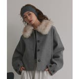 モクグレー | 【2025AW新作】ファーカラーフェイクウールジャケット | ad thie