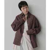 ボルドー | オーバーサイズチェックシャツ | ad thie