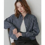 ネイビー | ショート丈チェックシャツ | ad thie