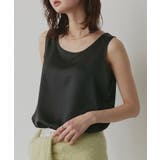 ブラック | 【2026SS新作】シルキーサテンクルーネックタンクトップ | ad thie