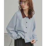 ライトブルー | 【2026SS新作】バイカラーポロニットカーディガン | ad thie