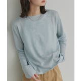 ライトブルー | 【2026SS新作】透かし柄編みラメニットトップス | ad thie