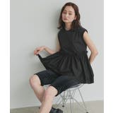 ブラック | 【2026SS新作】フリルドッキングノースリーブTシャツ | ad thie