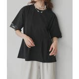 ブラック | 【2026SS新作】レーススリーブウエストタックTシャツ | ad thie
