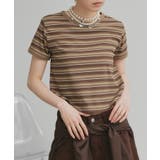 ブラウン | 【2026SS新作】コンパクト ランダムボーダーリンガーTシャツ | ad thie