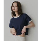 ネイビー | 【2026SS新作】ショート丈 リンガーデザインTシャツ | ad thie