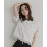 【2026SS新作】レースドッキングショート丈Tシャツ | ad thie | 詳細画像7