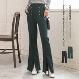 センターシームスリットパンツ マリンボタン セミフレア | ad thie | 詳細画像1 