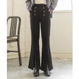 センターシームスリットパンツ マリンボタン セミフレア | ad thie | 詳細画像12 