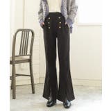 センターシームスリットパンツ マリンボタン セミフレア | ad thie | 詳細画像18 