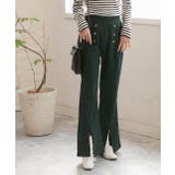 センターシームスリットパンツ マリンボタン セミフレア | ad thie | 詳細画像2 