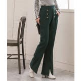 センターシームスリットパンツ マリンボタン セミフレア | ad thie | 詳細画像6 