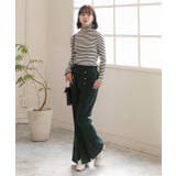 センターシームスリットパンツ マリンボタン セミフレア | ad thie | 詳細画像9 