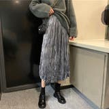 チャコール | ベロアロングスカート | ad thie