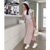 ロングスカート プリーツ 小花柄 シフォンタッチ ウエストゴム | ad thie | 詳細画像3 