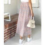 ロングスカート プリーツ 小花柄 シフォンタッチ ウエストゴム | ad thie | 詳細画像4 