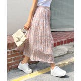 ロングスカート プリーツ 小花柄 シフォンタッチ ウエストゴム | ad thie | 詳細画像5 